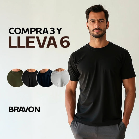 Pack 6 Camisetas Bravón Tech – Máxima Frescura y Estilo, sin olores, sin arrugas — COMPRA 3 Y LLÉVATE 6 HOY