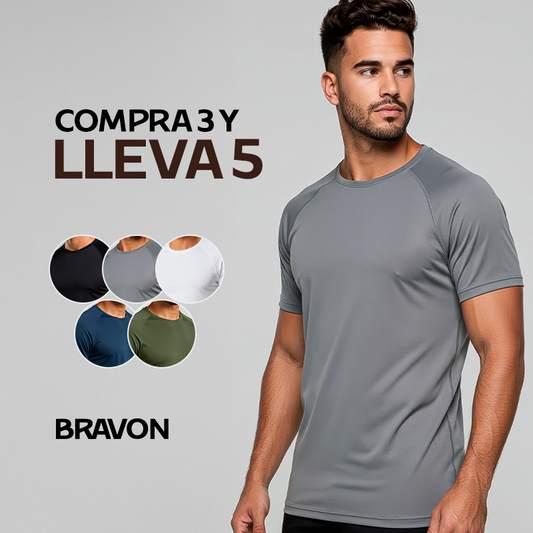 Pack 5 Camisetas Bravón Dry Fit – Frescura y Estilo en Cada Momento — COMPRA 3 Y LLÉVATE 5 HOY